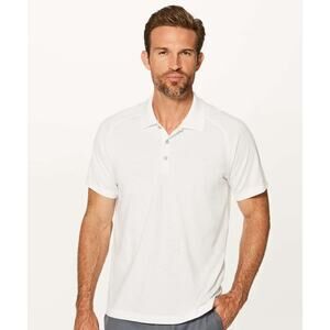 Lululemon Metal Vent Polo Shirt Short Sleeve White Hybrid Golf FLAW Mens Small